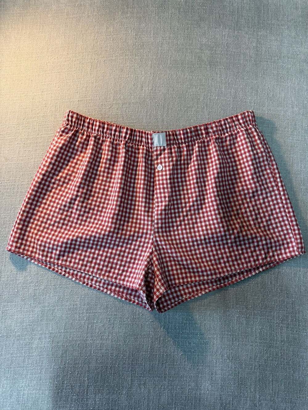 Red and White Gingham Boxer Lounge Sleep Shorts